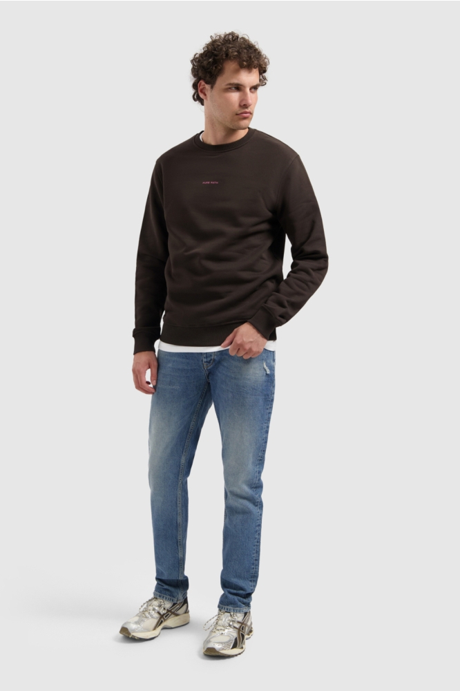 REGULAR FIT CREWNECK LS SWEATERS 25030310 96 DARK BROWN
